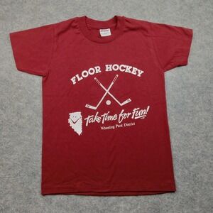 Vintage Hockey Shirt Youth Medium Single Stitch Park District Team Stick USA 80s